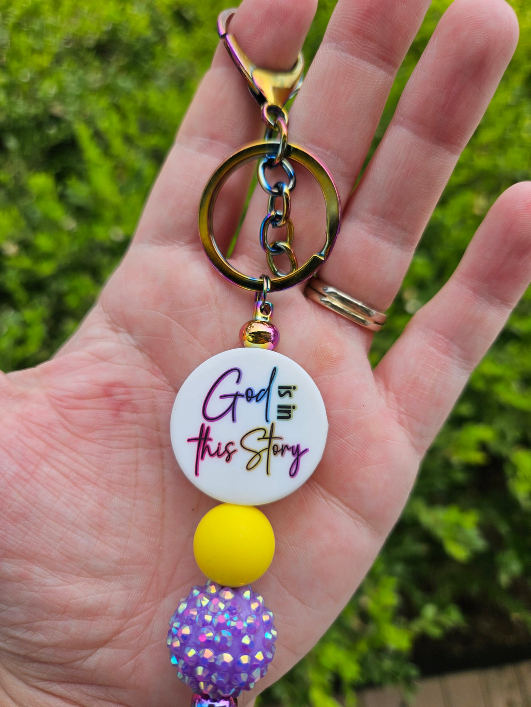 God Is In This Story Keychain